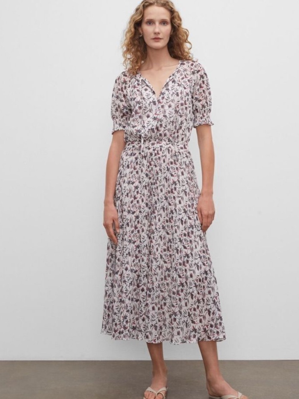 Club Monaco Floral Smocked Cuff Maxi Dress